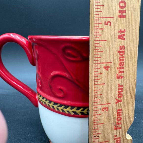 Fitz and Floyd Damask Holiday Mugs Christmas Set of 3 - Picture 4 of 6